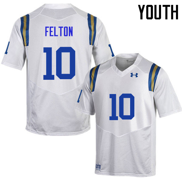 Youth #10 Demetric Felton UCLA Bruins Under Armour College Football Jerseys Sale-White - Click Image to Close